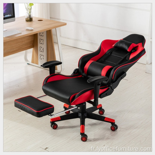 Chaise de jeu en cuir pour ordinateur de course de bureau avec repose-pieds